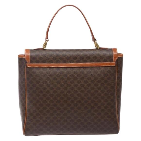 CELINE Macadam Canvas Hand Bag Pvc Leather Brown Gold - Picture 3 of 12